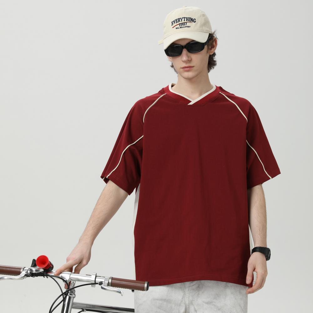 YB109 - 260g Heavyweight Oversized V-Neck Short Sleeve T-shirt