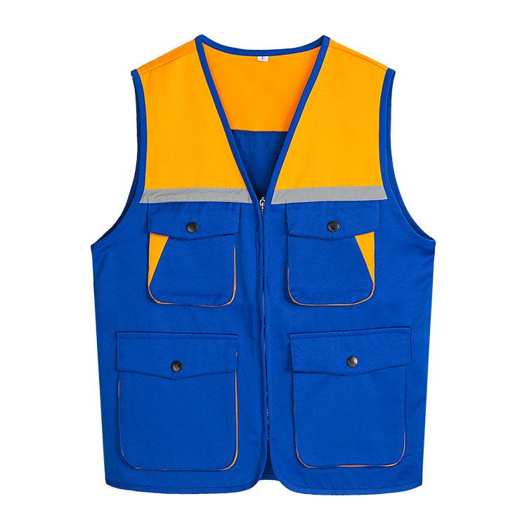 9002C - 拼色反光帶多口袋拉鏈V領背心 -香港印衫 | 印tee | 班衫 | Ocamp tee | 制服訂造