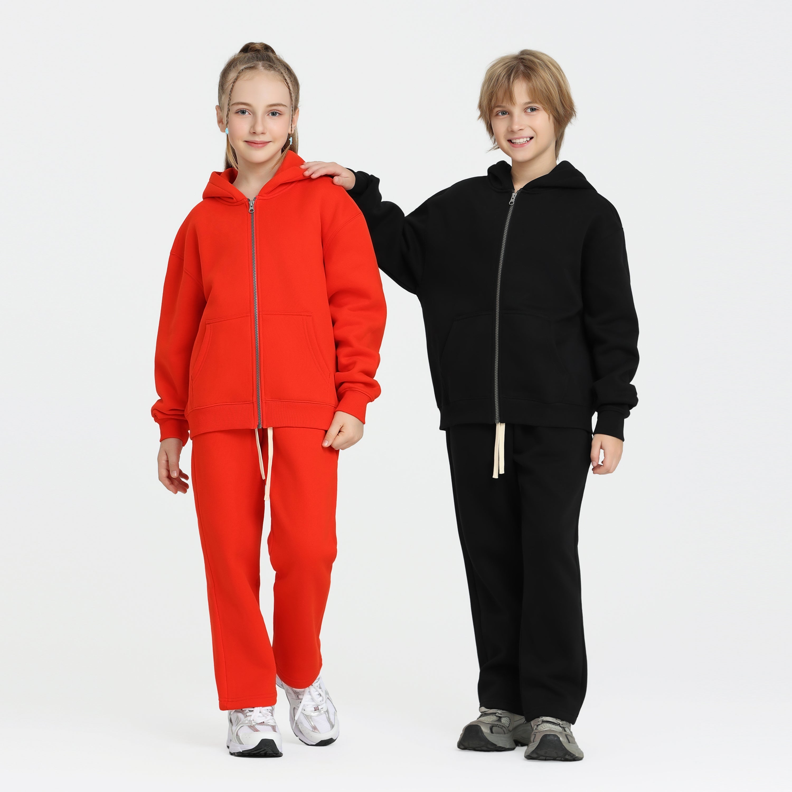 LL 350g High Quality Fleece Kids Full Zip Hooded Sweatshirt - LL860b