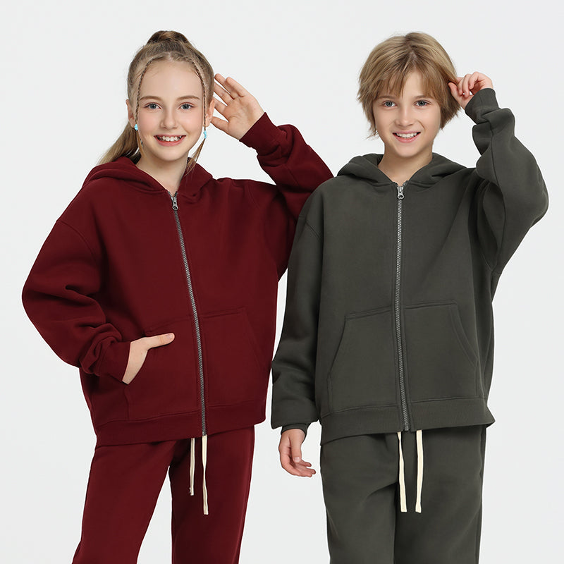 LL 350g 高品質加絨有帽拉鏈衞衣(童裝) - LL860b