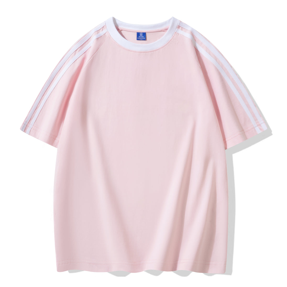230g Heavyweight Colorblock 3-Stripe Short Sleeve Cotton T-Shirt